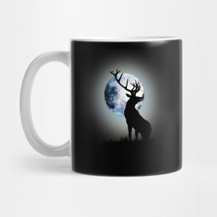 deer illustration and blue moon Mug